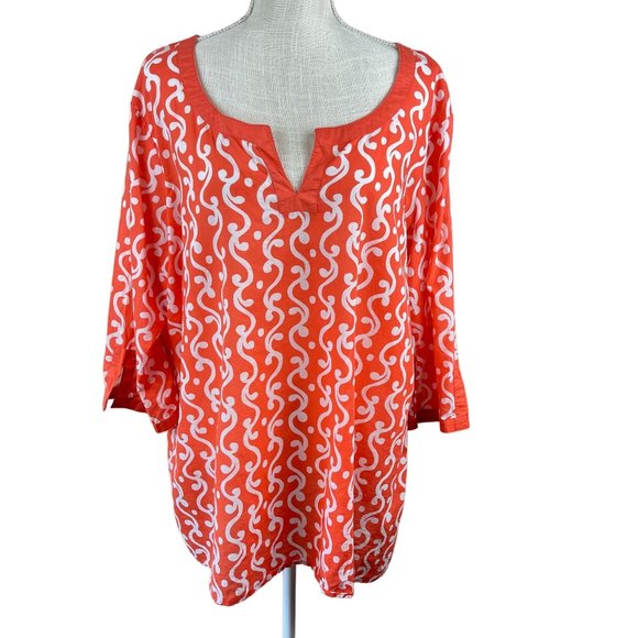 Old Navy Womens Shirt Top Tunic Size XXL Orange Boho Peasant‎ Lightweight Cotton - Picture 1 of 14